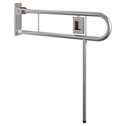 Changing Places Bariatric Drop Down Grab Rail (Single), Left Hand Nurse Call, Drop Down Leg in Satin Stainless Steel * Special Order Product