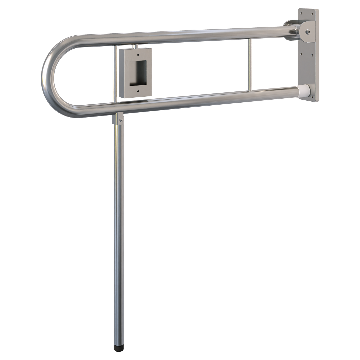 Bariatric Drop Down Grab Rail with Right-Hand Nurse Call and Drop Down Leg in Satin Stainless Steel *Special Order Product