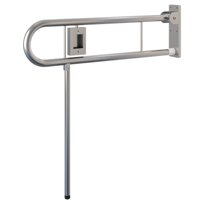 Changing Places Bariatric Drop Down Grab Rail (Single), Right Hand Nurse Call, Drop Down Leg in Satin Stainless Steel * Special Order Product