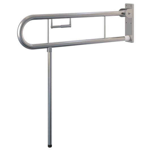 Changing Places Bariatric Drop Down Grab Rail (Single), Toilet Roll Holder, Drop Down Leg in Satin Stainless Steel * Special Order Product