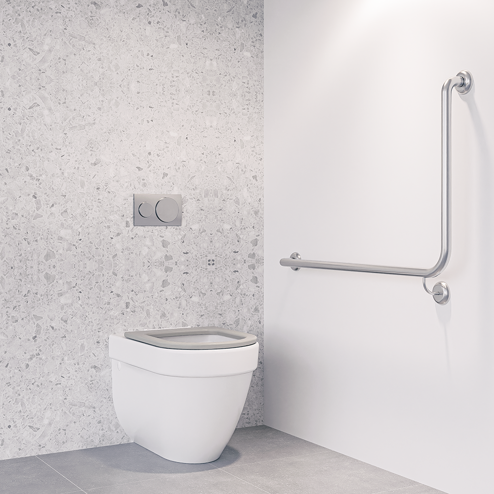 Accessible Left Hand 90° Grab Rail, Concealed Fix SS