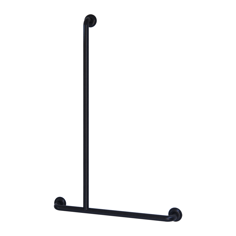 Accessible Shower Inverted “T” Left Hand Grab Rail  - Designer Black