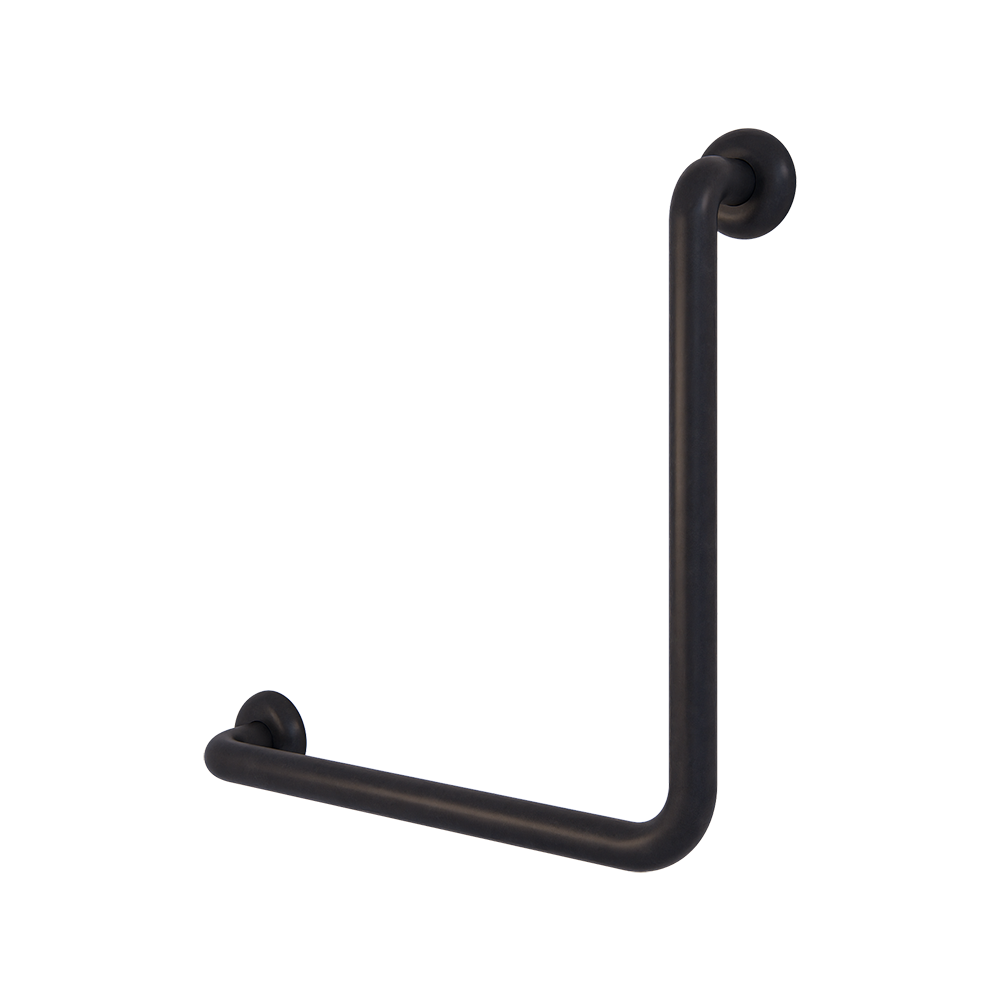 Ambulant 450mm x 450mm Left Hand or Right Hand 90° Grab Rail, Concealed Fix - Designer Black