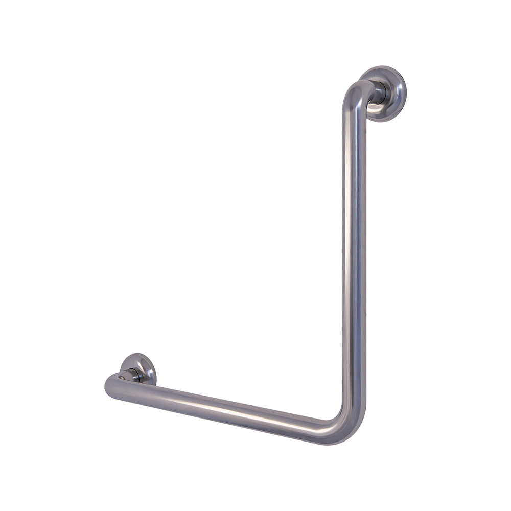 Ambulant 450mm x 450mm Left Hand or Right Hand 90° Grab Rail, Concealed Fix SS