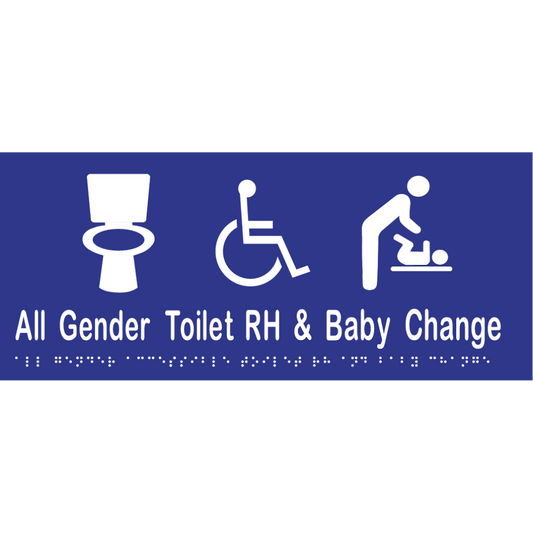 All Gender Accessible Toilet RH & Baby Change -Vinyl - Blue with White Infill