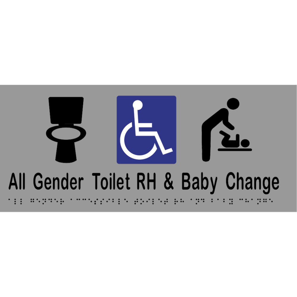 All Gender Accessible Toilet RH & Baby Change - Stainless Steel with Black Infill