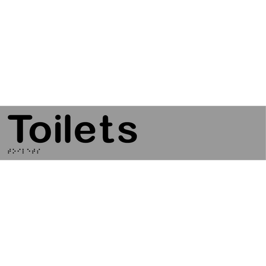 Toilets Sign - Stainless Steel with Black Infill