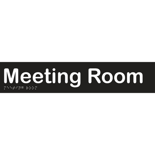 Meeting Room Braille Sign - Vinyl - Black with White Infill