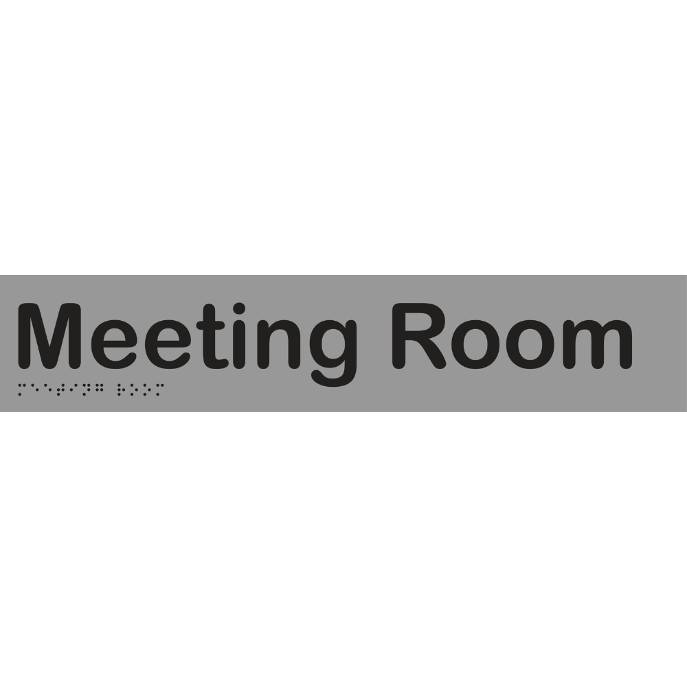 Meeting Room Braille Sign - Stainless Steel with Black Infill