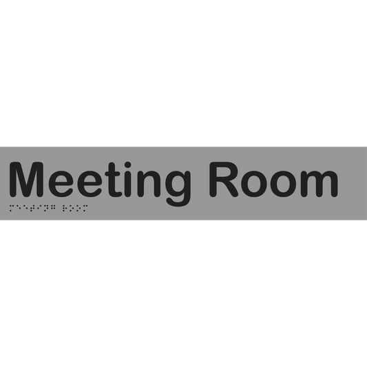 Meeting Room Braille Sign - Stainless Steel with Black Infill