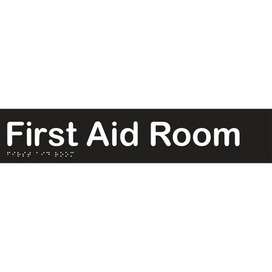 First Aid Room Braille Sign - Vinyl - Black with White Infill