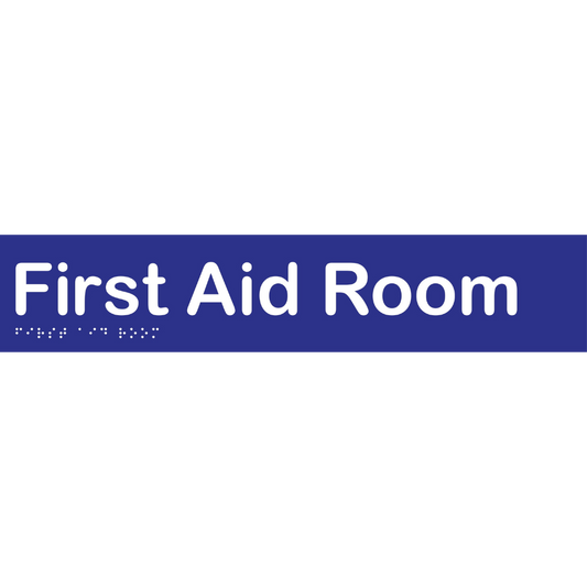 First Aid Room Braille Sign -Vinyl - Blue with White Infill