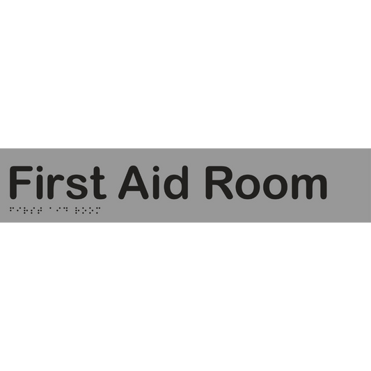 First Aid Room Braille Sign - Vinyl - Silver with Black Infill