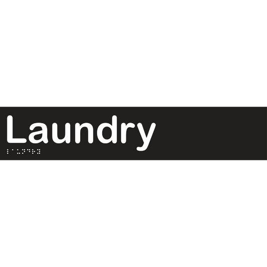 Laundry Braille Sign - Vinyl - Black with White Infill