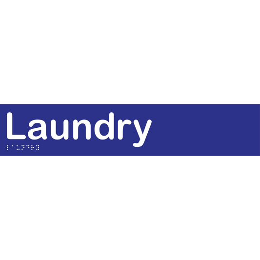 Laundry Braille Sign -Vinyl - Blue with White Infill