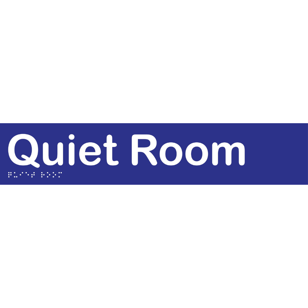 Quiet Room Braille Sign -Vinyl - Blue with White Infill