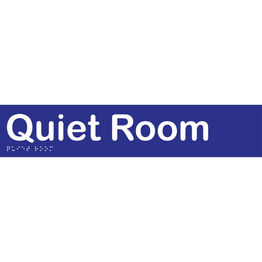 Quiet Room Braille Sign -Vinyl - Blue with White Infill