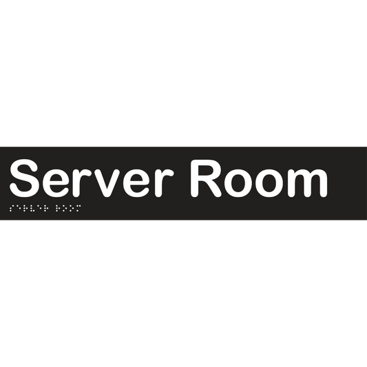 Server Room Braille Sign - Vinyl - Black with White Infill