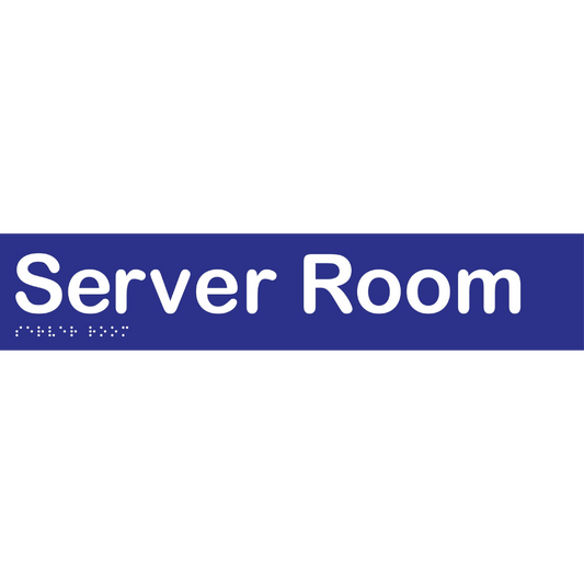 Server Room Braille Sign -Vinyl - Blue with White Infill