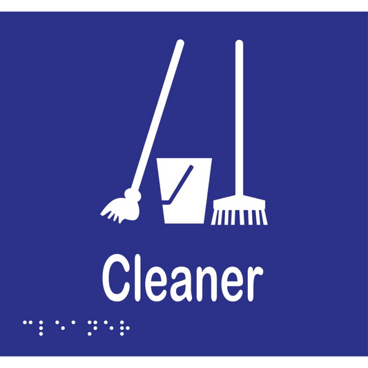 Cleaner Braille Sign - Vinyl - Black with White Infill