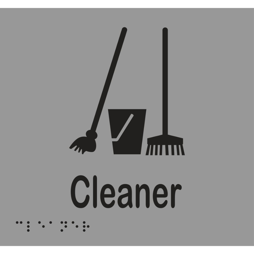 Cleaner Braille Sign - Stainless Steel with Black Infill