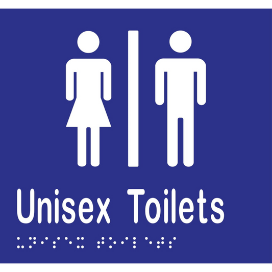 Unisex Toilets Div Braille -Vinyl - Blue with White Infill