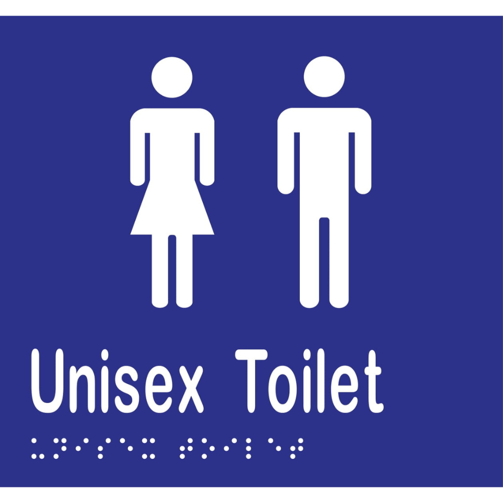 Unisex Toilet Braille -Vinyl - Blue with White Infill