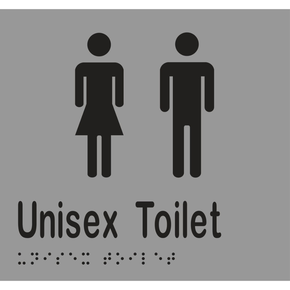 Unisex Toilet Braille Sign - Vinyl - Silver with Black Infill
