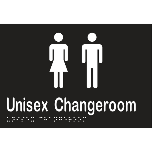 Unisex Changeroom Braille Sign - Vinyl - Black with White Infill