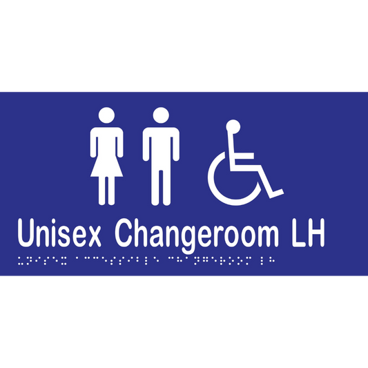 Unisex Acc Chge Room LH Braille Sign -Vinyl - Blue with White Infill