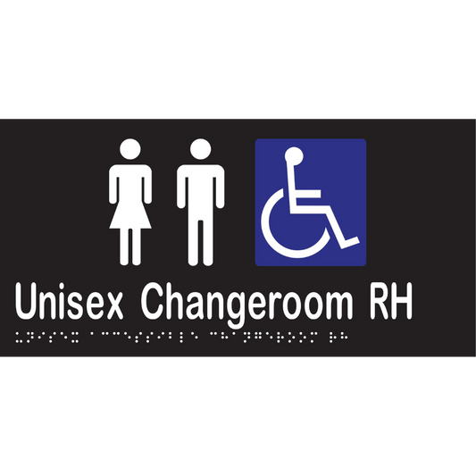 Unisex Acc Chge Room RH Braille Sign - Vinyl - Black with White Infill