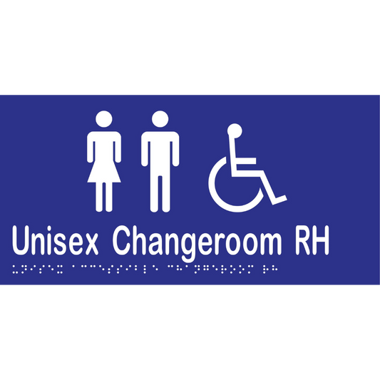 Unisex Acc Chge Room RH Braille Sign -Vinyl - Blue with White Infill