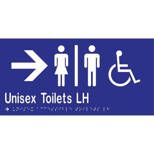 Unisex Acc Tlts Div LH & Right Arrow Braille Sign -Vinyl - Blue with White Infill