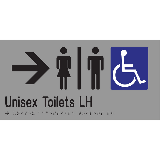 Unisex Acc Tlts Div LH & Right Arrow Braille Sign - Vinyl - Silver with Black Infill