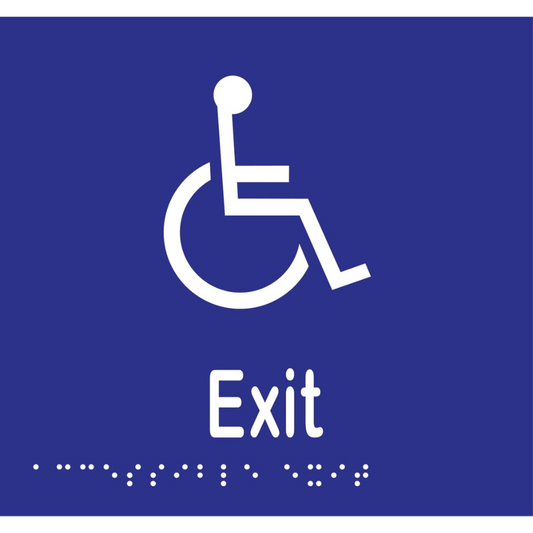 Accessible Exit Braille Sign -Vinyl - Blue with White Infill