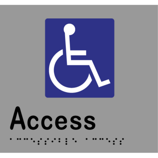 Accessible Access Sign - Stainless Steel with Black Infill