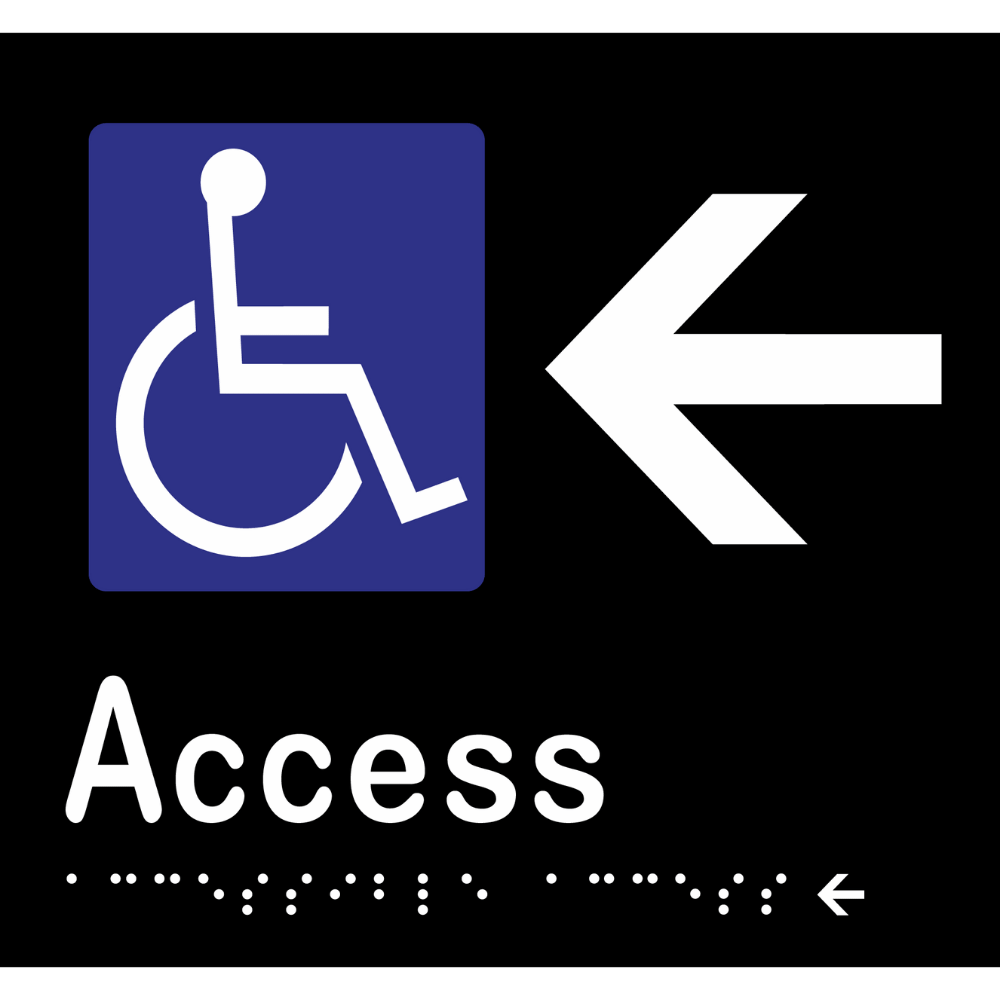 Accessible Access - Arrow Left Sign - Vinyl - Black with White Infill