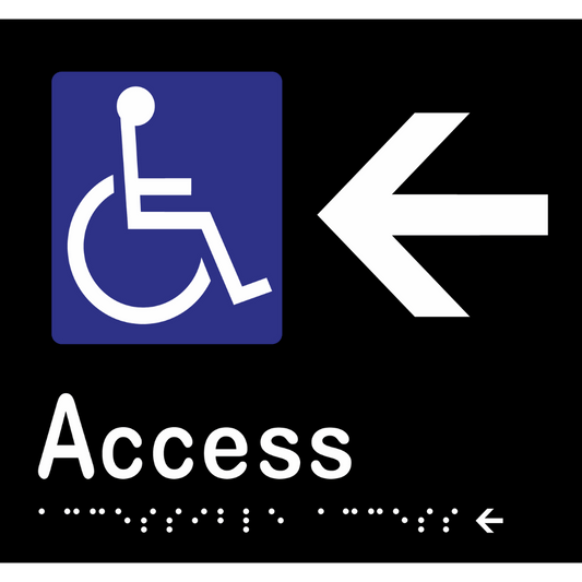 Accessible Access - Arrow Left Sign - Vinyl - Black with White Infill