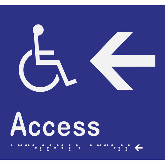 Accessible Access - Arrow Left Sign -Vinyl - Blue with White Infill