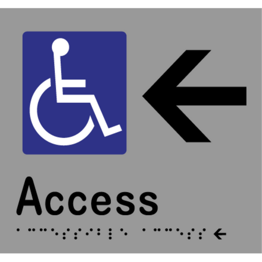 Accessible Access - Arrow Left Sign - Vinyl - Silver with Black Infill