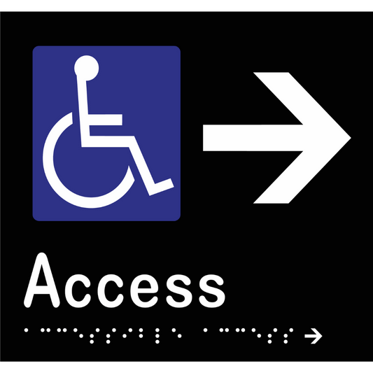 Accessible Access, Arrow Right Sign - Vinyl - Black with White Infill