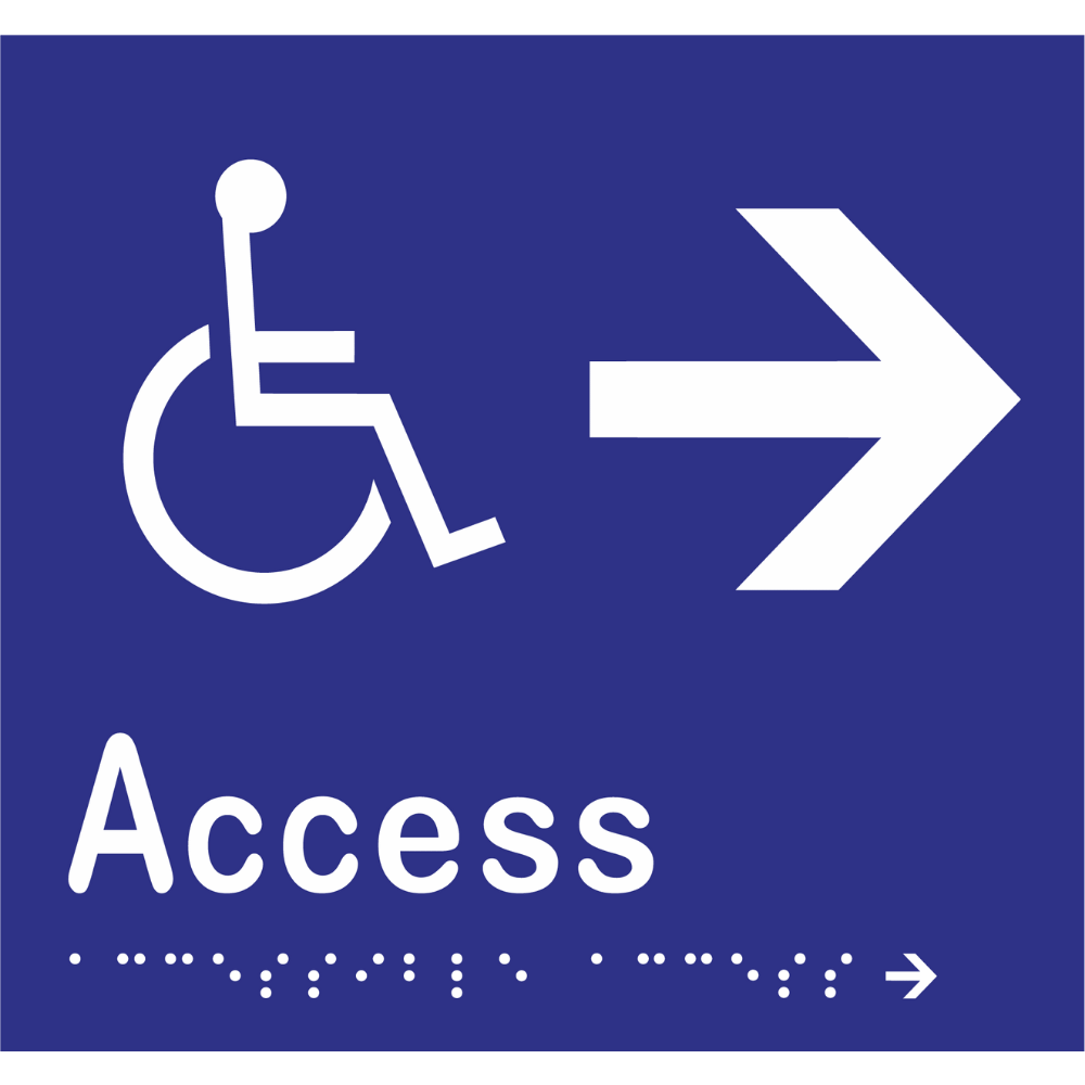Accessible Access - Arrow Right Sign -Vinyl - Blue with White Infill