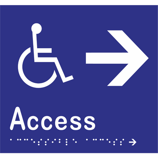 Accessible Access - Arrow Right Sign -Vinyl - Blue with White Infill