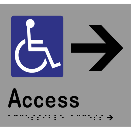 Accessible Access - Arrow Right Sign - Vinyl - Silver with Black Infill