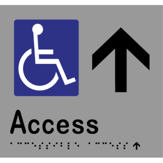 Accessible Access - Arrow Up Sign - Stainless Steel with Black Infill