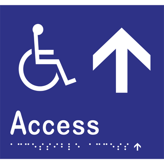 Accessible Access - Arrow Up Sign -Vinyl - Blue with White Infill