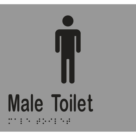 Male Toilet Braille Sign - Vinyl - Silver with Black Infill