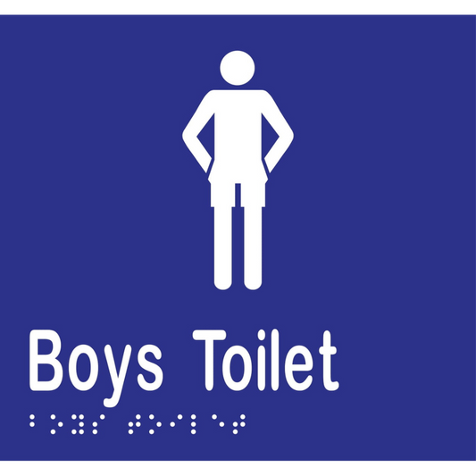 Boys Toilet Braille Sign -Vinyl - Blue with White Infill