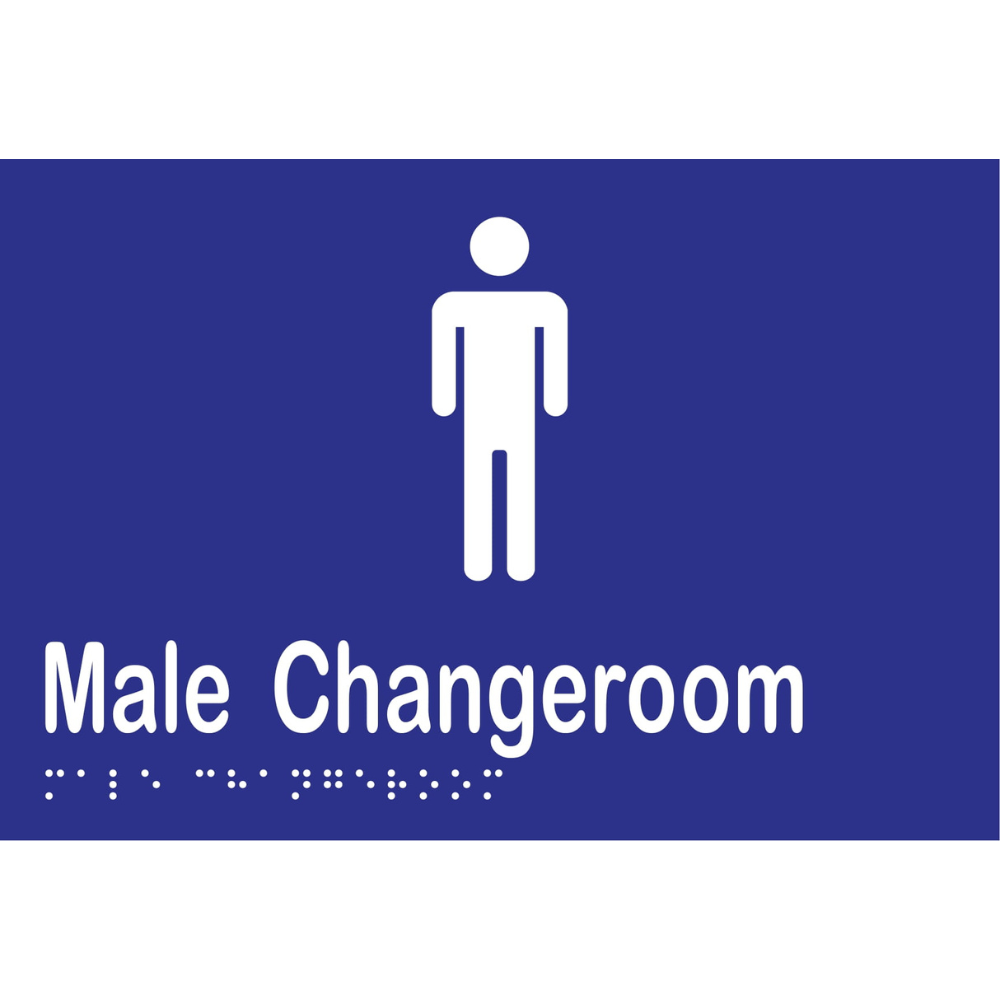 Male Changeroom Braille Sign -Vinyl - Blue with White Infill