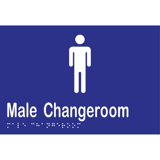Male Changeroom Braille Sign -Vinyl - Blue with White Infill
